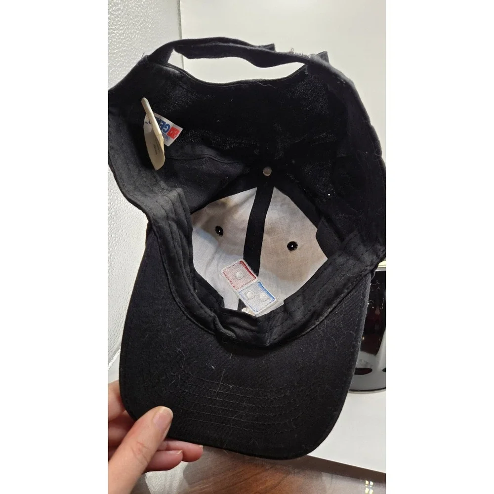 Dominos Pizza Hat Black Adjustable Strapback Cap Restaurant Uniform Hat